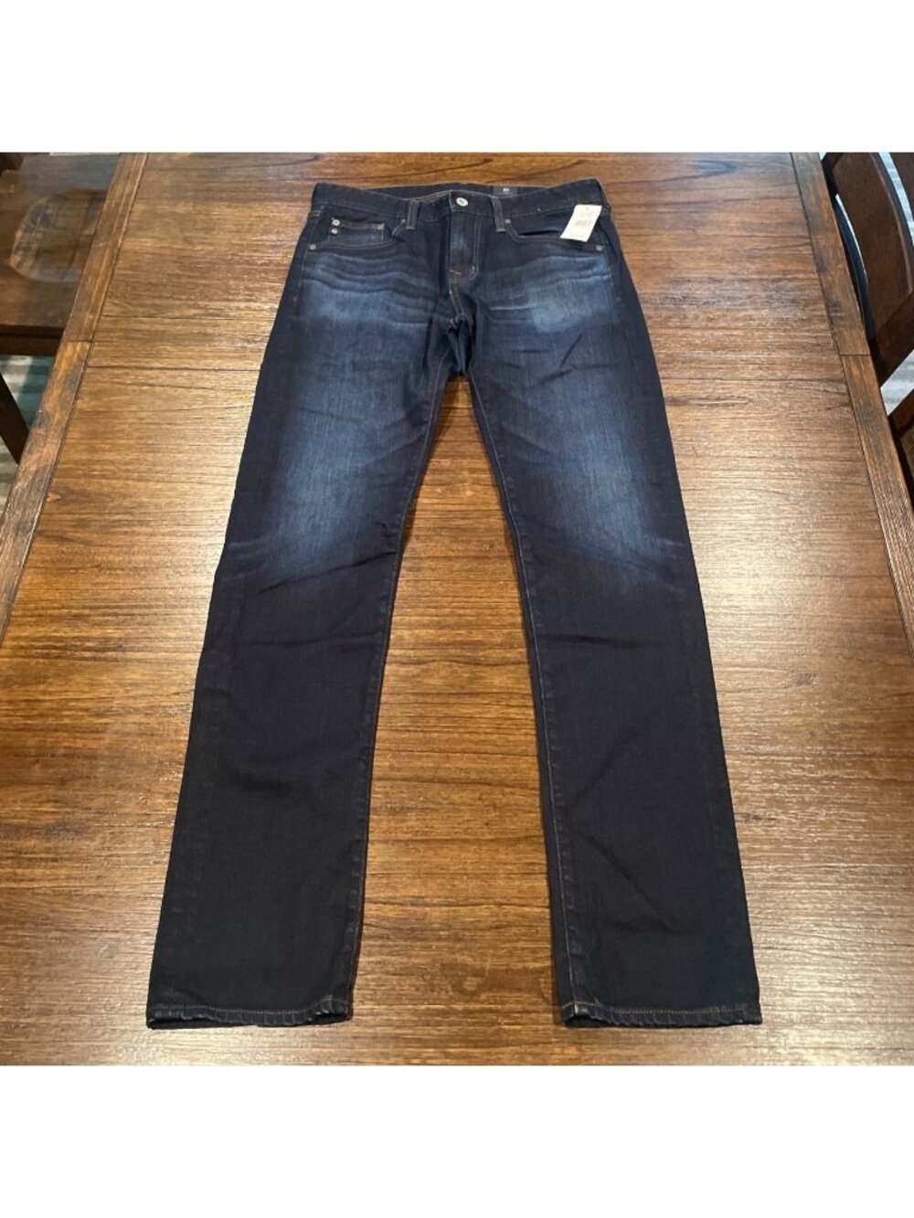 AG Slim Jean Men's 32x34 Dark Indigo Wash Faded Distressed Stretch 34x34 Sample